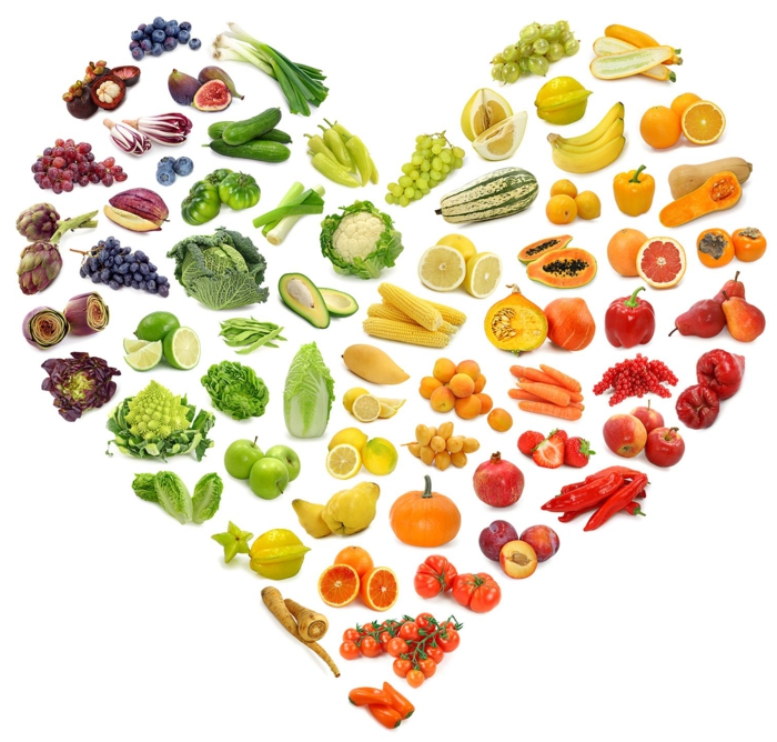 Heart of fruits and vegetables